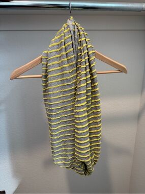Eddie Bauer Gray and Yellow Striped Infinity Scarf